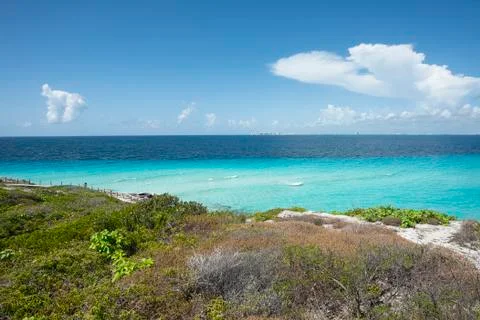 Panoramic view of the southern tip in Isla Mujeres Mexico Fotos de archivo