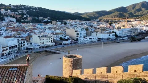 Panoramic view of Spanish town Tossa de Mar Stock Footage 265126997