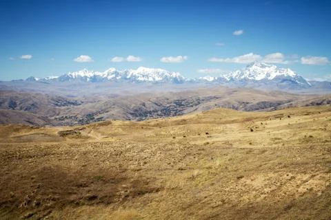 Panoramic view of spectacular high mountains, Cordillera, Andes, Peru, Clear  Stock Photos