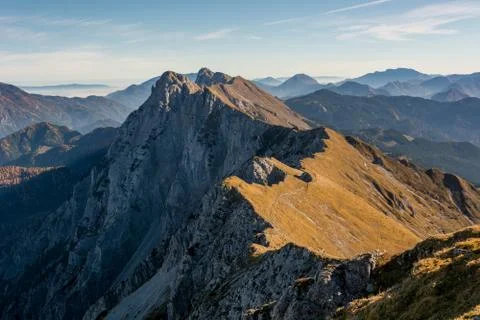 Panoramic view of spectacular mountain ridge. Stock Photos