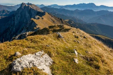 Panoramic view of spectacular mountain ridge. Stock Photos