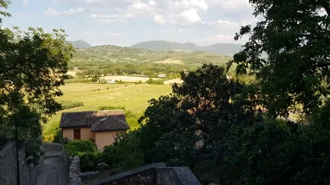 Panoramic view from Spello, Italy Stock Footage 205517635