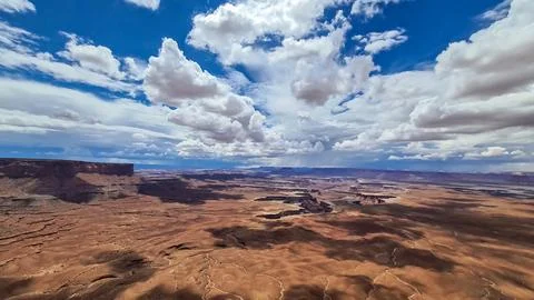Panoramic view on Split Mountain Canyon seen from Green River Overlook near.. Stock Photos