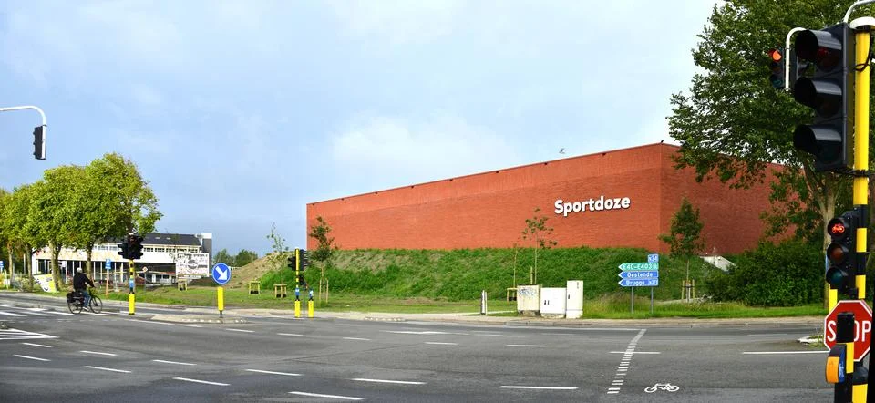 Panoramic view sport complex facade sport center Stock Photos