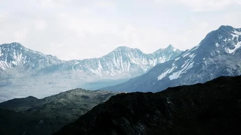 Panoramic view of the spring mountain valley Stock Illustration