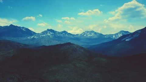 Panoramic view of the spring mountain valley Stock Illustration