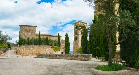 Panoramic view of the Square  de los Moritos and Church of Santa Maria Foto stock