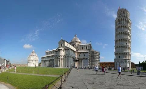 Panoramic view of The square of Miracles in Pisa Foto stock