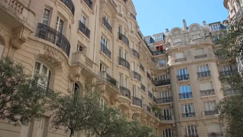 Panoramic view of Square Raynouard Architecture in France, Paris. Stock Footage 156774031