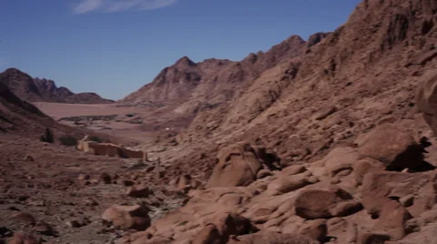 Panoramic view of St. Catherine valley, Sinai peninsula Stock Footage 39141257
