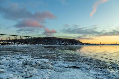Panoramic view of the St. Lawrence river coast Stock Photos