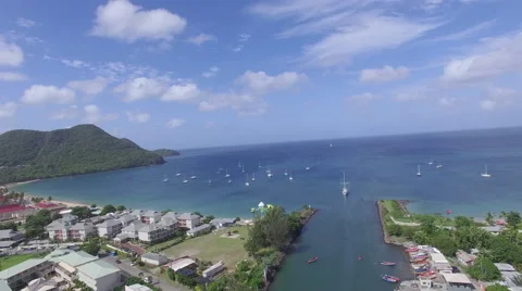 Panoramic view of St Lucia - bay and town Stock Footage 61831794