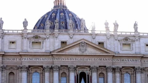 Panoramic view of St. Peter’s Basilica moments after new pope’s election Stock Footage 308698606