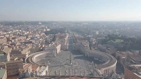 Panoramic View of St. Peter's Square from the Dome of St. Peter’s Basilica Stock Footage 307238080