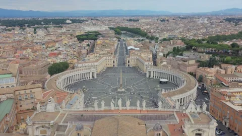Panoramic view of St. Peter's Square seen from the Dome Stock Footage 346641224