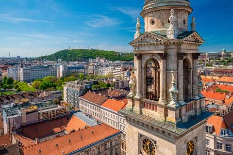 Panoramic view from St. Stephen's Basilica, Budapest, Hungary Stock Photos