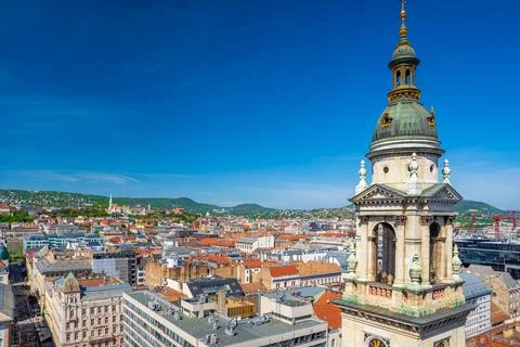 Panoramic view from St. Stephen's Basilica, Budapest, Hungary Stock Photos