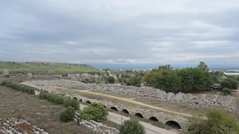 Panoramic view of the stadium of the ancient city of Perge, Antalya, Turkey Stock-Footage 263545067