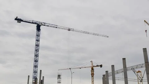 Panoramic view of a stadium construction site in city. Stock Photos