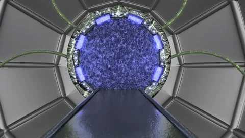 Panoramic view to the station landscape scene. 3d abstract background of Sci-fi Stock Footage 113813201