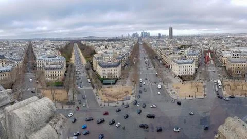 Panoramic view with streets from Arc de Triomphe de lEtoile Paris France Europe Foto stock