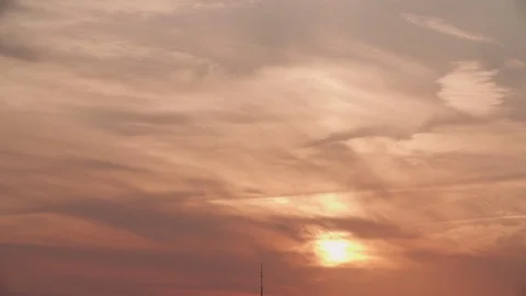 Panoramic view of stunning sunset and Central Radio &amp; TV Tower in Beijing Stock Footage 122258656