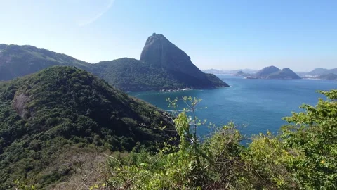 Panoramic view of Sugarloaf Mountain in Rio de Janeiro Brazil Stock Footage 255328613