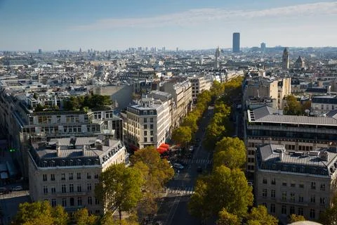 Panoramic view of summer Paris Stock Photos