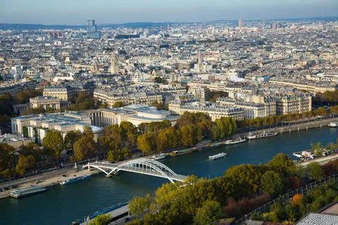Panoramic view of summer Paris Stock Photos