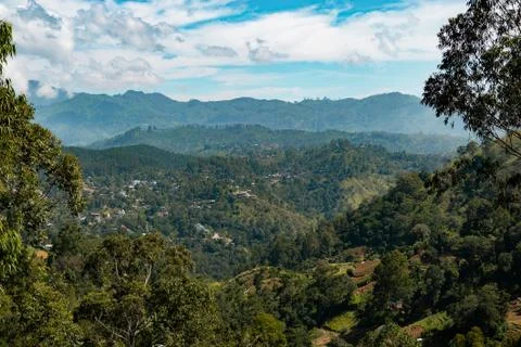 Panoramic view from summit of Ella rock, popular hike to the top of hill near Stock Photos