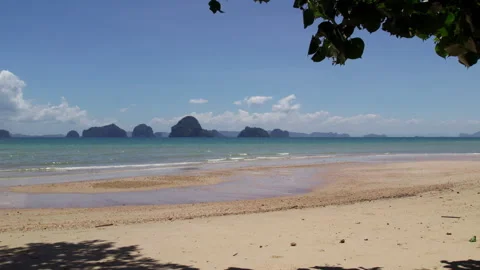 Panoramic View, Sunny Beach and Ocean, Tubkaek Beach in Thailand Stock Footage 244507334