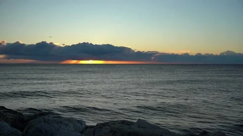 Panoramic view of sunrise over the sea Stock Footage 239843964