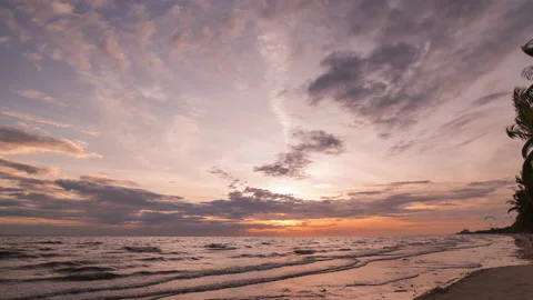 Panoramic view of sunset golden and blue sky nature background. Video stock 229749680