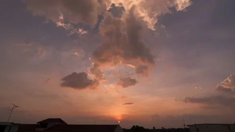 Panoramic view of sunset golden and blue sky nature background. Video stock 232449847