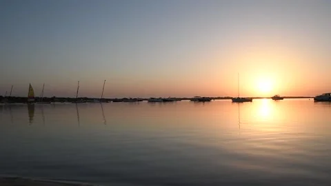 Panoramic view of the sunset of Ibiza Stock Footage 155898126