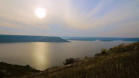 Panoramic view of sunset, islands, colourful Stock Footage 82953757