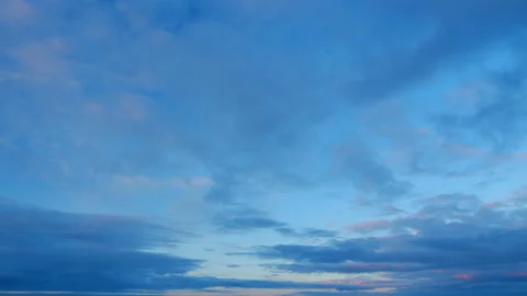 Panoramic view. Sunset sky with condensation trail. Dramatic warm near and far Stock Footage 217684413