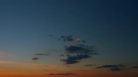 Panoramic view. Sunset sky with condensation trail. Dramatic warm near and far Stock Footage 217995849