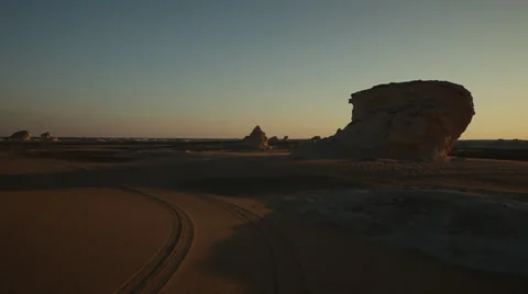 Panoramic view of the sunset - White Desert, Egypt Stock Footage 35850841