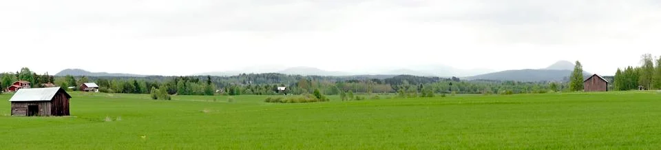 Panoramic view of swedish landscape Stock Photos