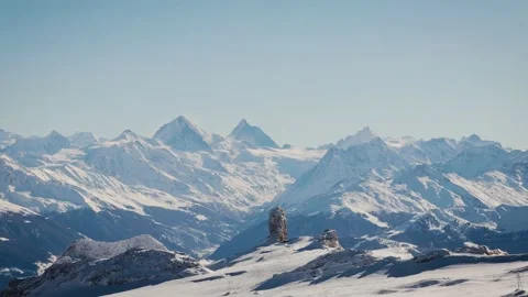 Panoramic view of the Swiss Alps on Top of Europe in Jungfrau Stock Footage 224744223