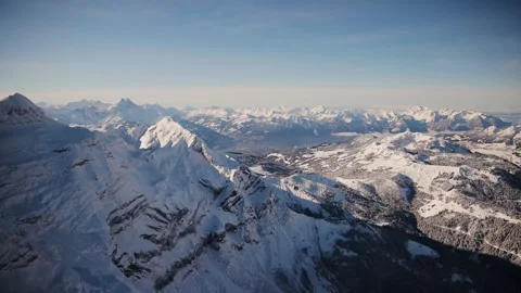 Panoramic view of the Swiss Alps on Top of Europe in Jungfrau, Lauterbrunnen Stock Footage 224744289