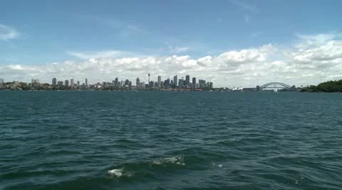 Panoramic view of Sydney from the ocean Stock Footage 11164210