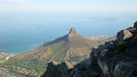 Panoramic view of Table Mountain , Lion's Head near Cape Town, South Africa Stock Footage 295442064