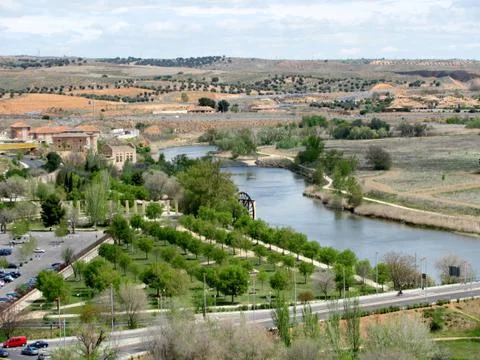 Panoramic view of Tagus River - Toledo in Spain Stock Photos