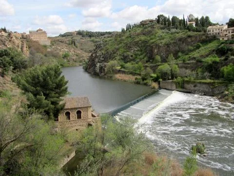 Panoramic view of Tagus River - Toledo in Spain Stock Photos