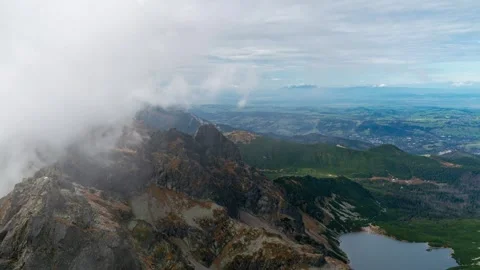 Panoramic View of Tatra Mountains with Moving Clouds Timelapse Stock Footage 291716138