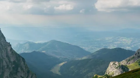 Panoramic View of Tatra Ridges in Summer Timelapse Stock Footage 306399063