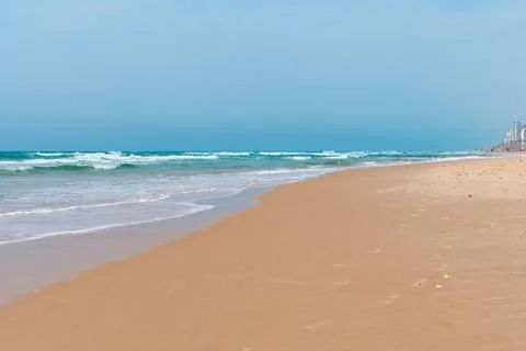 Panoramic view of Tel-Aviv from one of the many beaches Stock Photos
