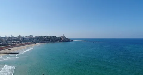 Panoramic view of tel aviv yaffo, Israel.  tilt up Stock Footage 105979661
